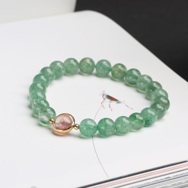 Buddha Stones Natural Green Strawberry Quartz Soothing Beaded Bracelet - image 1