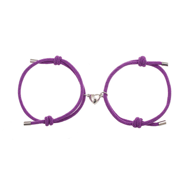 2Pcs Love Magnetic Couple String Strength Bracelet - Purple - image 24