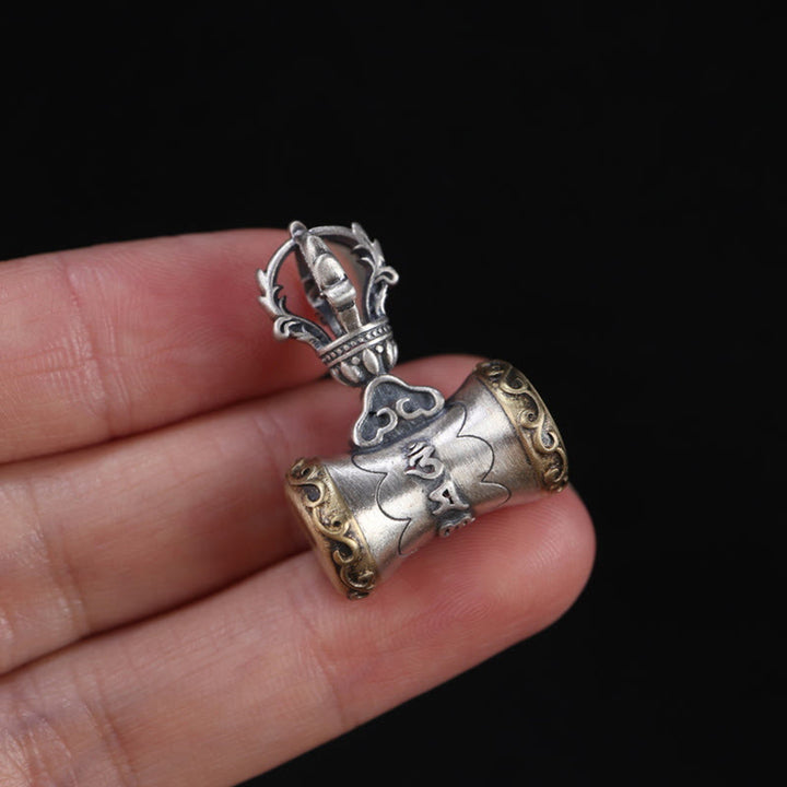 Buddha Stones Tibet 925 Sterling Silver Om Mani Padme Hum Dorje Bell Vajra Engraved Enlightenment Pendant Hanging Decoration - image 12