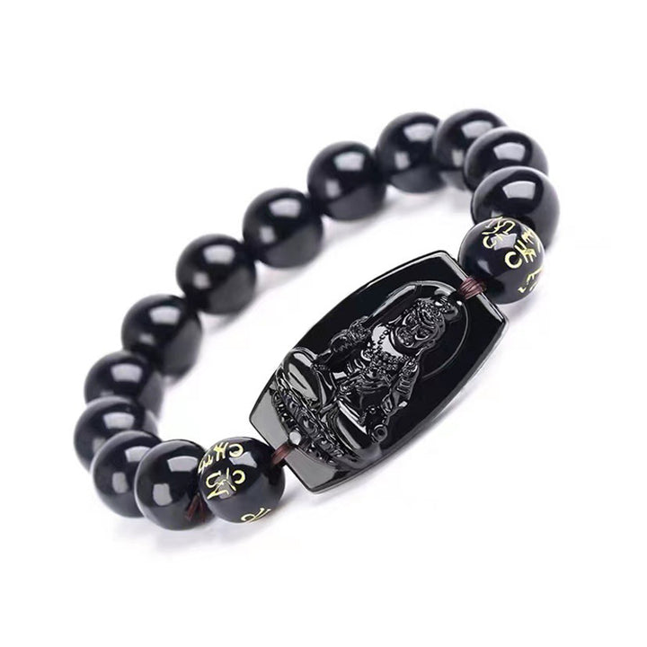 Buddha Stones Chinese Zodiac Obsidian Protection Bracelet - Rooster-14mm - image 6