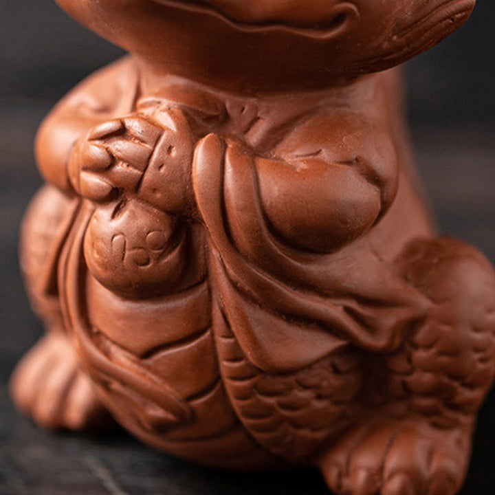 Buddha Stones Luck Dragon Wealth Tea Pet Purple Clay Figurine Decoration - image 13