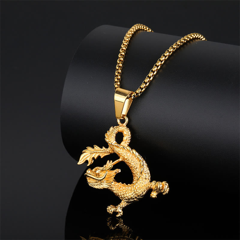 Buddha Stones Dancing Dragon Pattern Luck Necklace Pendant - image 1