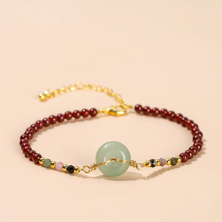 Buddha Stones Natural Garnet Peace Buckle Bead Calm Bracelet - Garnet(Purification♥Protection) - image 0