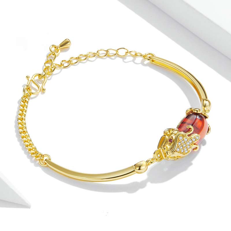 FengShui Golden Red Agate PiXiu Wealth Luck Bracelet - image 4