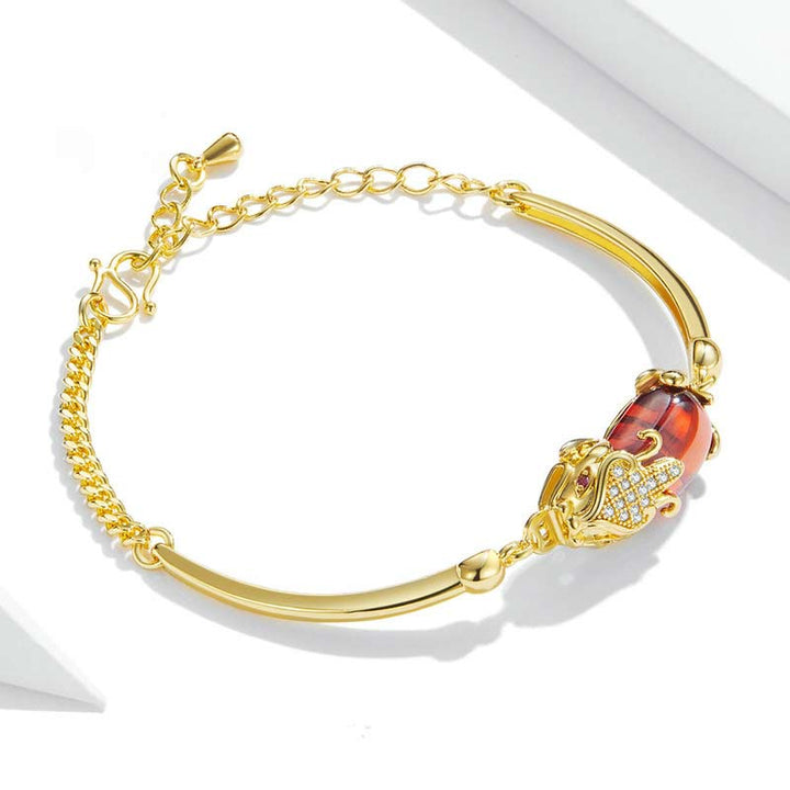 FengShui Golden Red Agate PiXiu Wealth Luck Bracelet - image 4