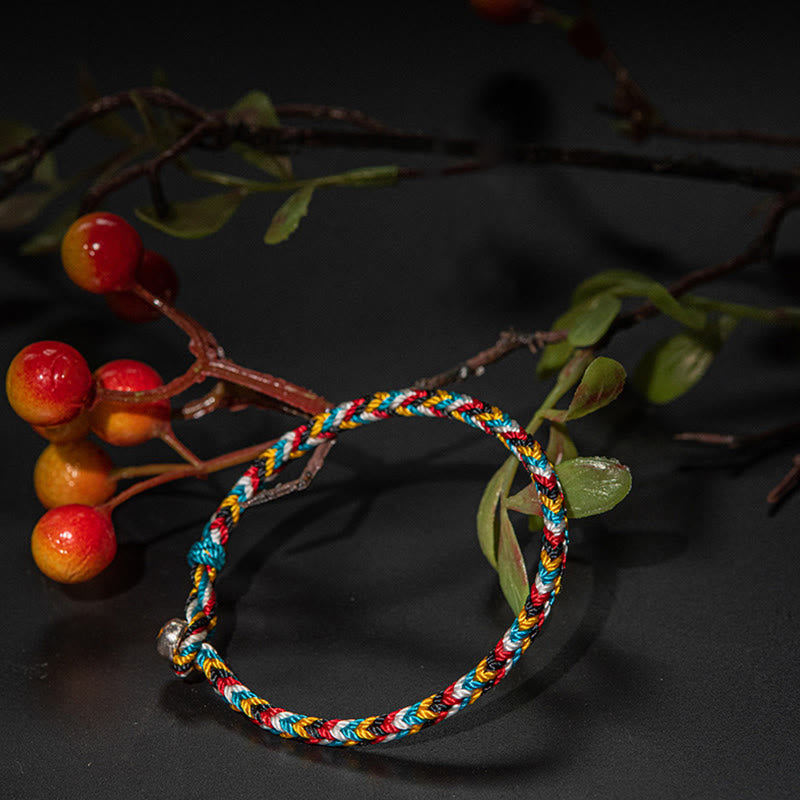 Buddha Stones Tibet Handmade Five Color Thread Protection Braid String Bracelet - image 4