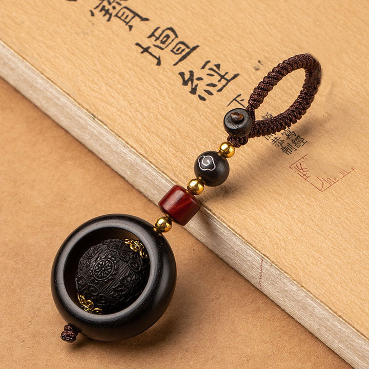 Buddha Stones Tibetan Small Leaf Red Sandalwood Ebony Luck Protection Rotation Decoration - Ebony&Auspicious - image 20