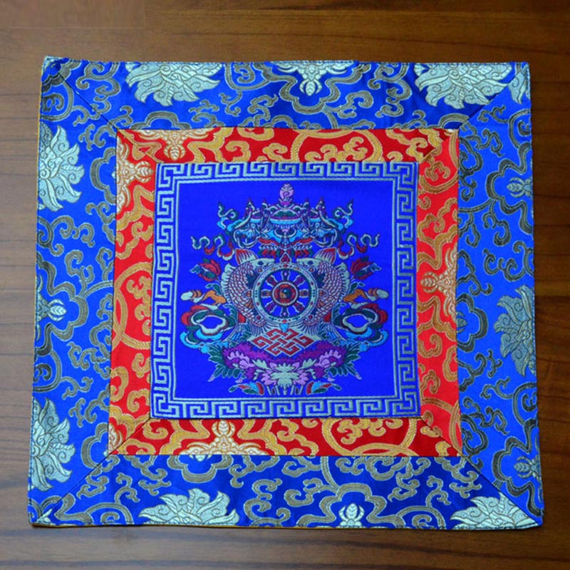 Prayer Altar Mat Meditation Strength Endless Knot Vajra Man-Bcu Kalachakra Auspicious Symbols - 8 Auspicious Symbols - Blue - image 5