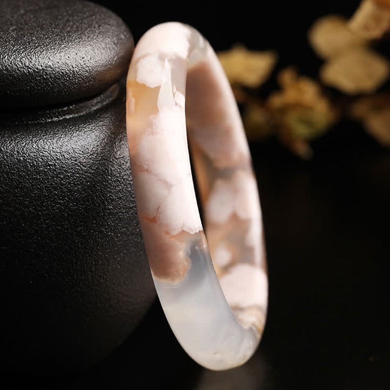 Natural Sakura Agate Peace Bracelet Bangle - 62mm - image 0