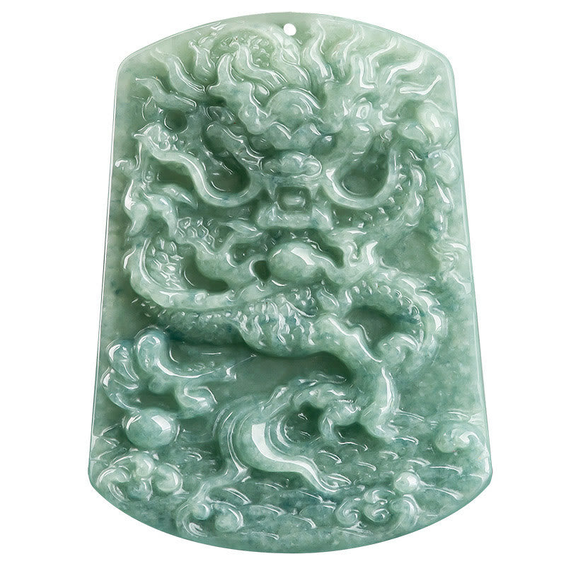 Buddha Stones Natural Jade Chinese Zodiac Dragon Sea Luck String Necklace Pendant - image 9