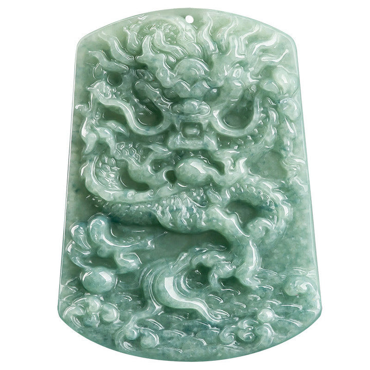 Buddha Stones Natural Jade Chinese Zodiac Dragon Sea Luck String Necklace Pendant - image 9