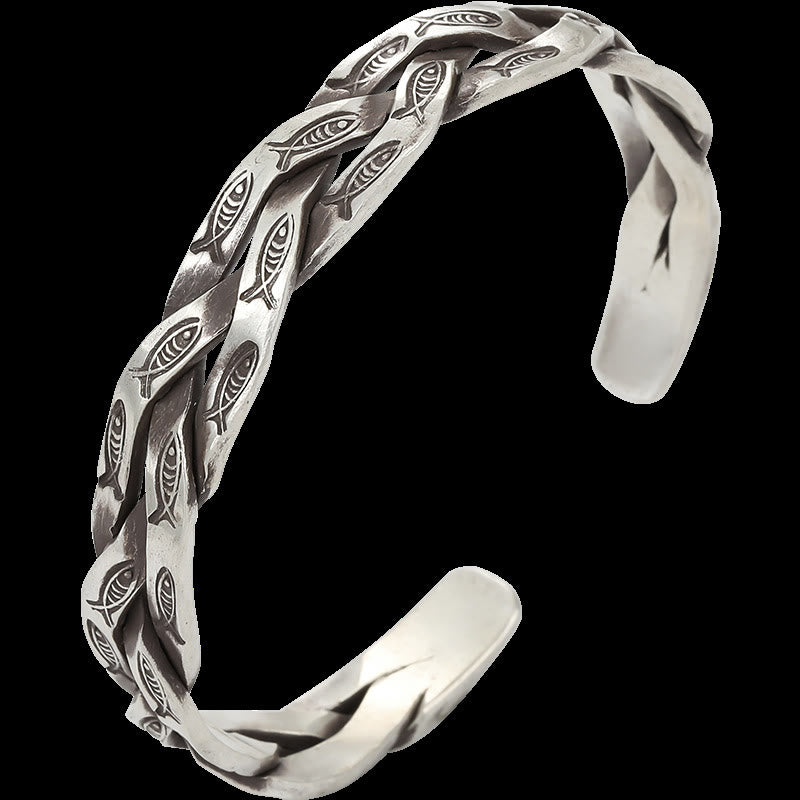 Buddha Stones Koi Fish Twisted Design Luck Wealth Cuff Bracelet Bangle - image 8