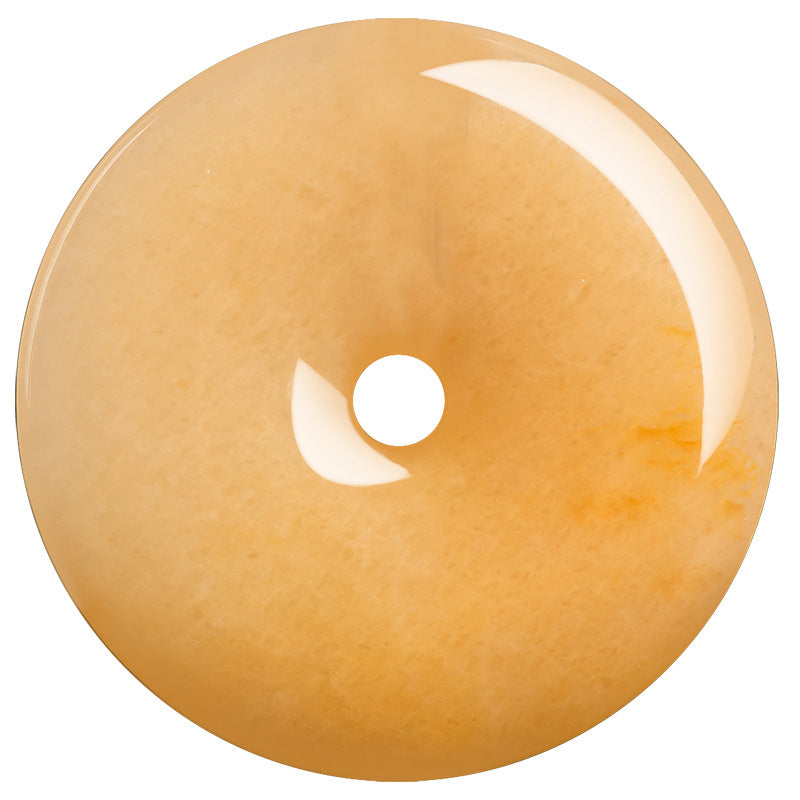 Buddha Stones Round Golden Silk Jade Peace Buckle Wealth Pendant Necklace - image 9