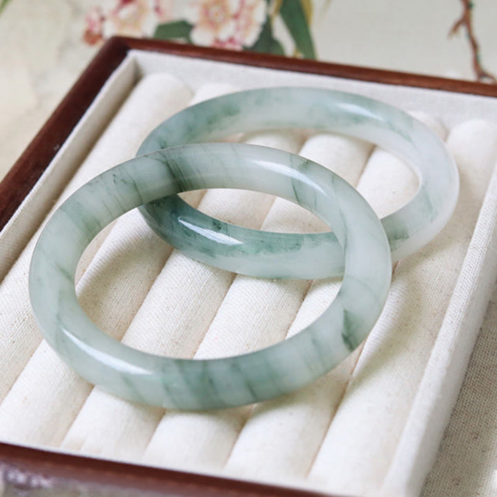Buddha Stones Natural Jade Luck Prosperity Bangle Bracelet - image 8