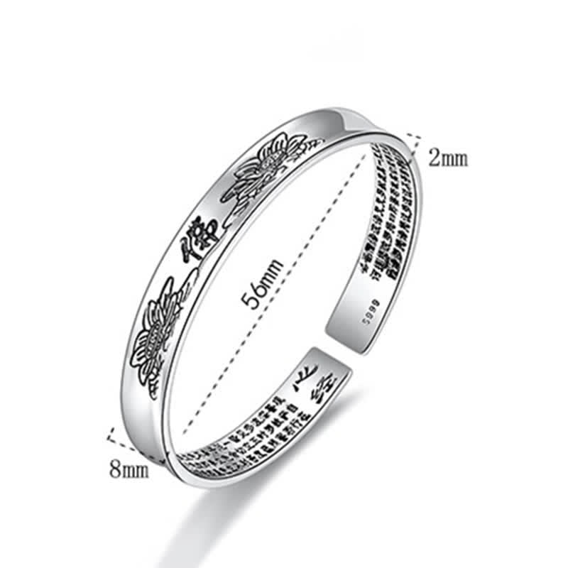 Buddha Stones Heart Sutra Mantra Lotus Peace Copper Cuff Bracelet Bangle - image 8