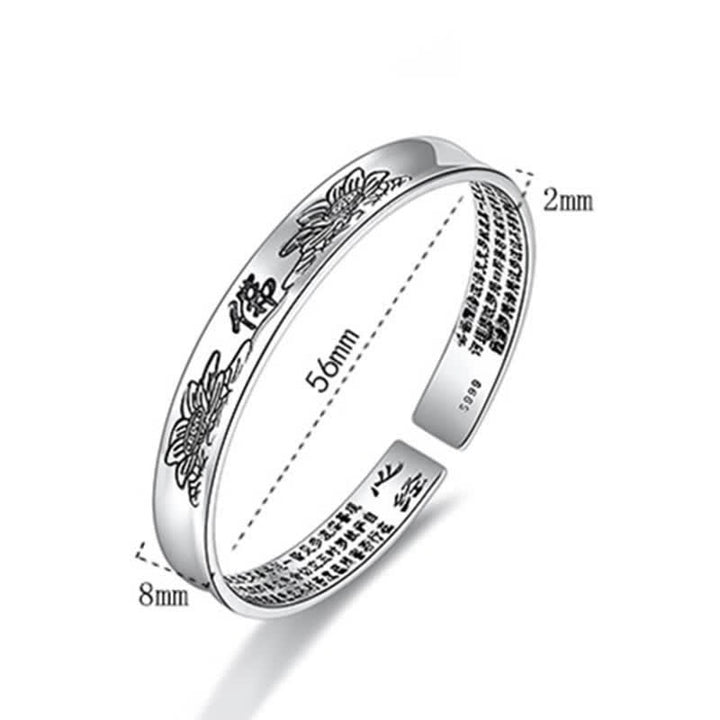 Buddha Stones Heart Sutra Mantra Lotus Peace Copper Cuff Bracelet Bangle - image 8