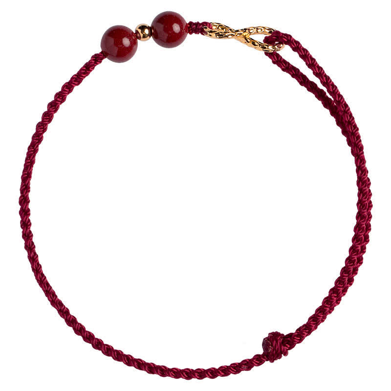 Buddha Stones Cinnabar Blessing Red String Golden Infinity Symbol Bracelet Anklet - image 8