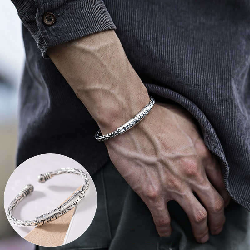 Buddha Stones Viking Style Twisted Braided Pattern Copper Balance Bracelet Bangle - Letter - image 11