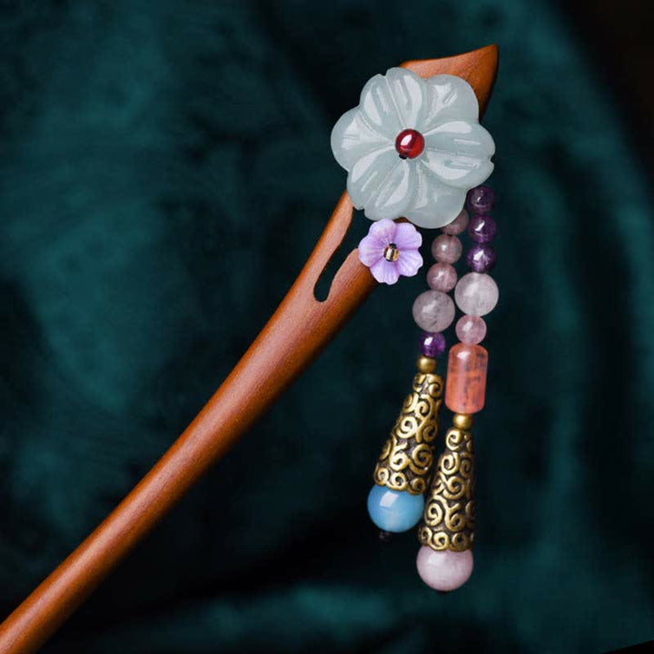 Red Sandalwood Amethyst Aventurine Protection Hairpin Decoration - Red Sandalwood (Protection ♥ Calm) - image 0