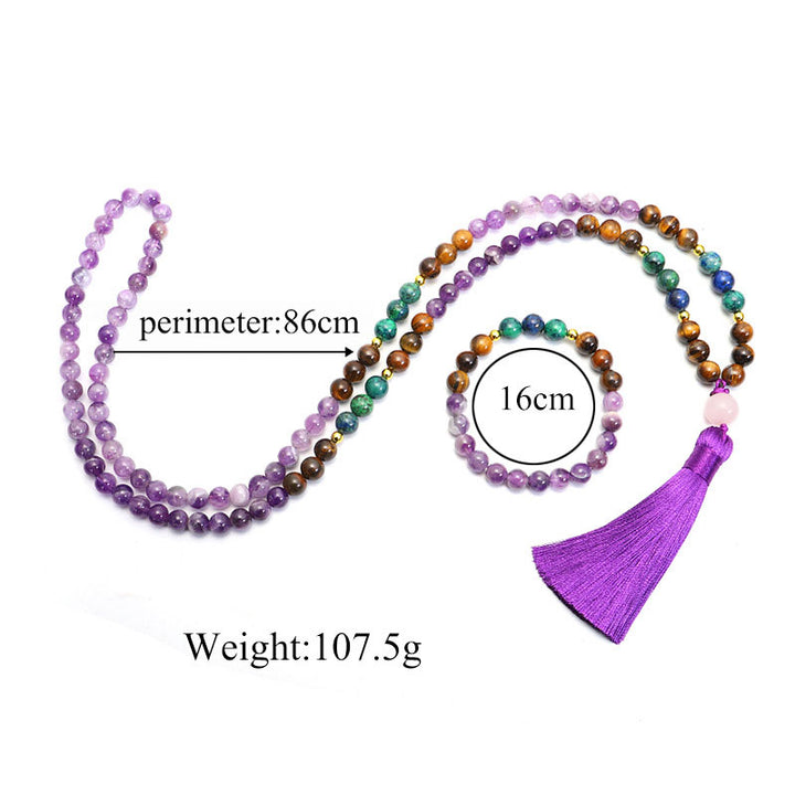 Buddha Stones Tibetan Amethyst Purify Bracelet Mala Set - image 4
