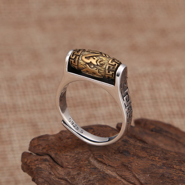 Buddha Stones Tibet Om Mani Padme Hum Carved Design Purity Rotatable Ring - Om Mani Padme Hum(Love♥Focus) - image 0