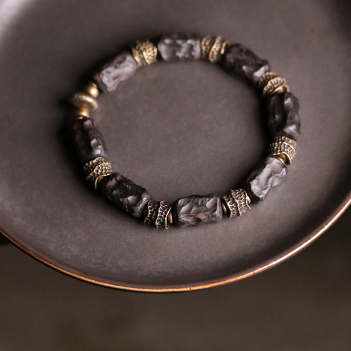 Buddha Stones Tibetan Ebony Wood Copper Calm Peace Bracelet - image 5