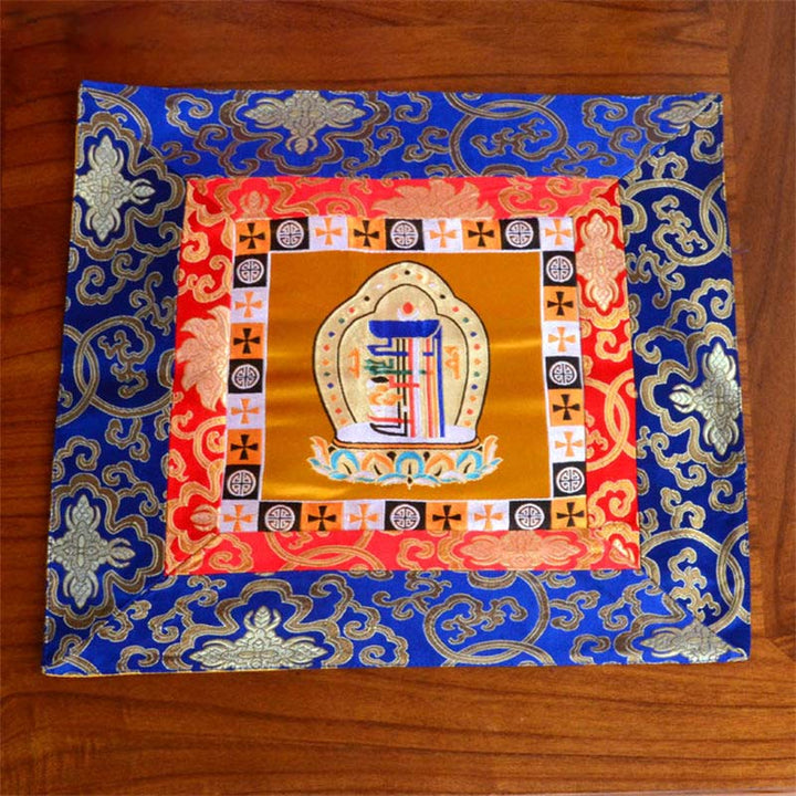 Prayer Altar Mat Meditation Strength Endless Knot Vajra Man-Bcu Kalachakra Auspicious Symbols - Man-Bcu Kalachakra - Gold - image 20