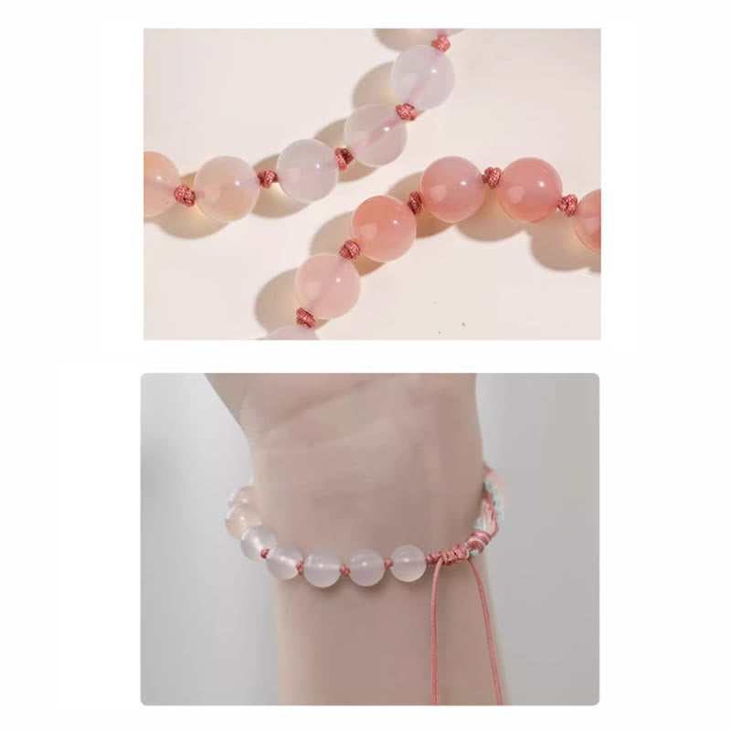Buddha Stones Natural Gradient Agate Reincarnation Knot Peach Blossom Wealth Luck Handmade String Bracelet - image 5
