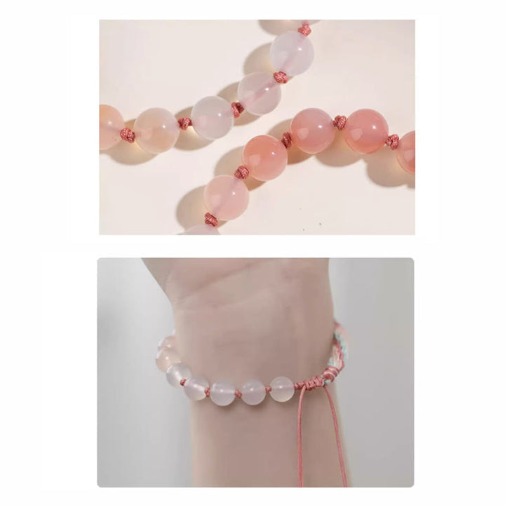 Buddha Stones Natural Gradient Agate Reincarnation Knot Peach Blossom Wealth Luck Handmade String Bracelet - image 5