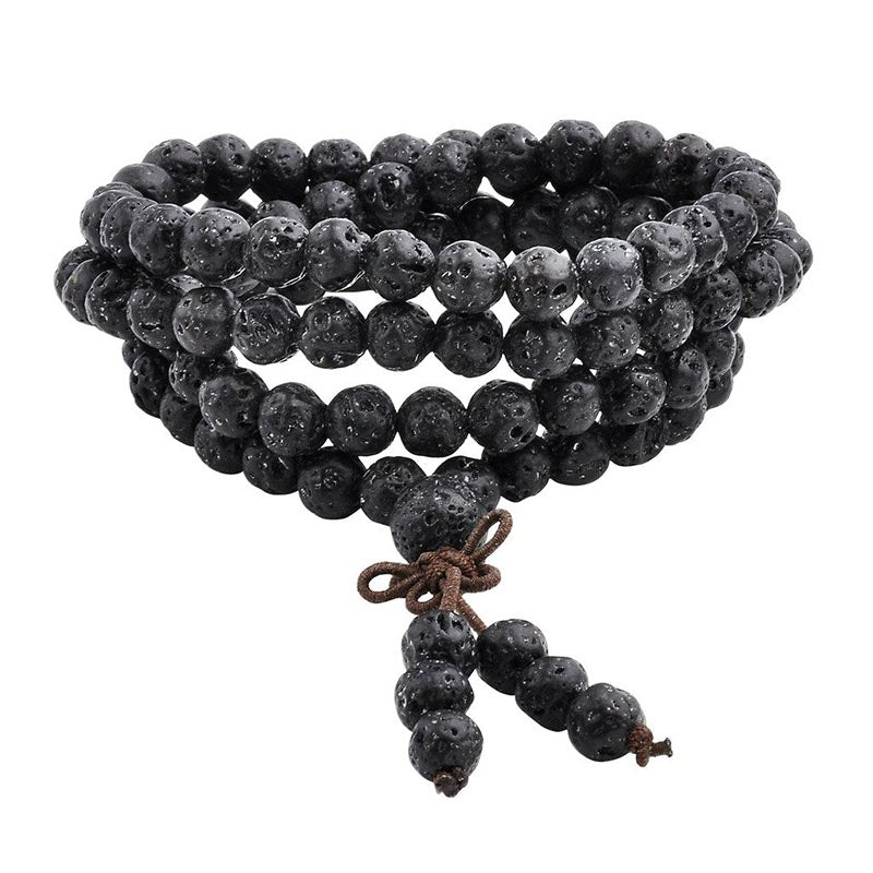 Buddha Stones Natural Lava Rock 108 Beads Protection Bracelet - Lava Rock - image 0