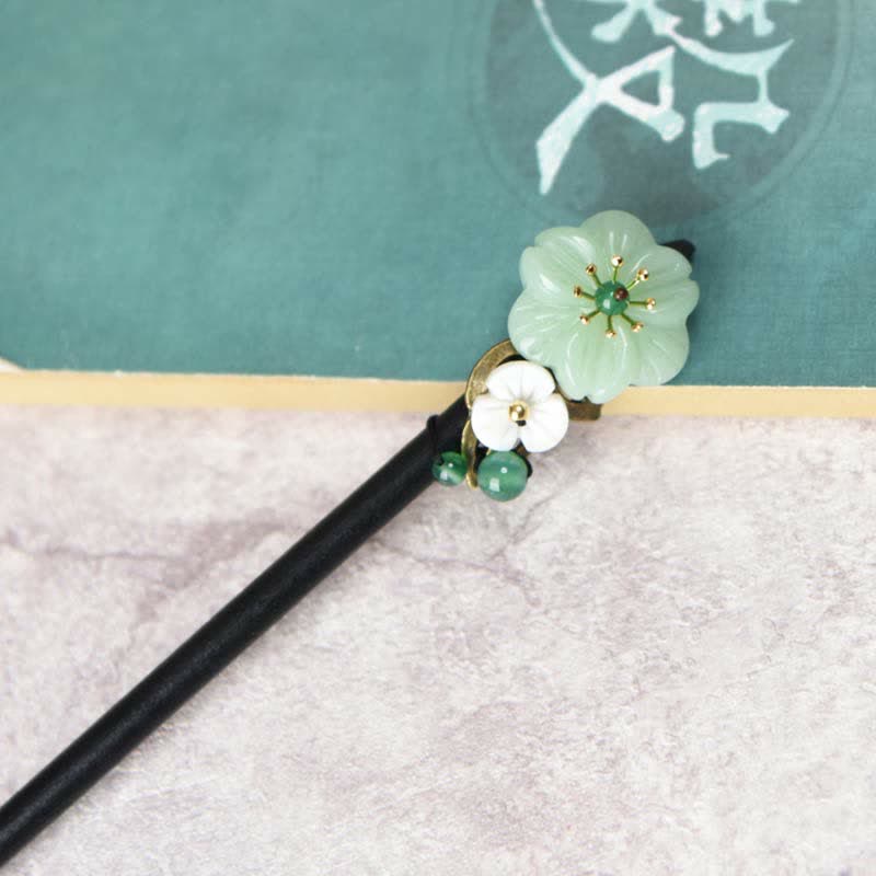 Buddha Stones Green Aventurine Flower Agate Positivity Hairpin Decoration - image 3