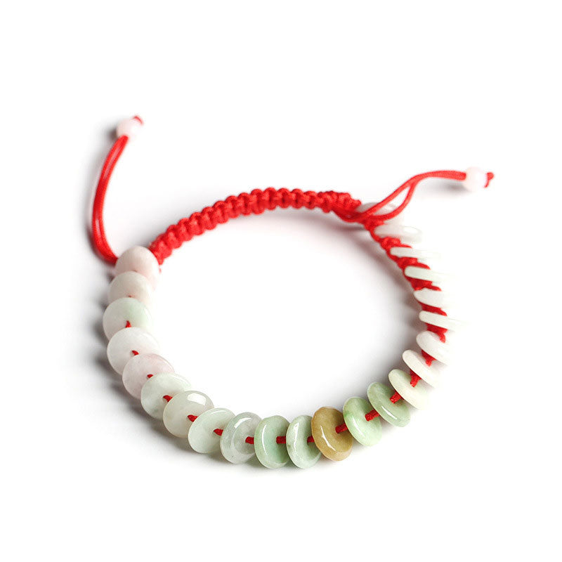 Buddha Stones Natural Round Jade Luck Red String Protection Bracelet - image 4