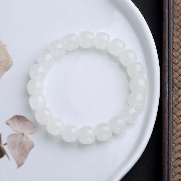 Buddha Stones Gradient Jade Luck Blessing Bracelet - White Jade - image 11