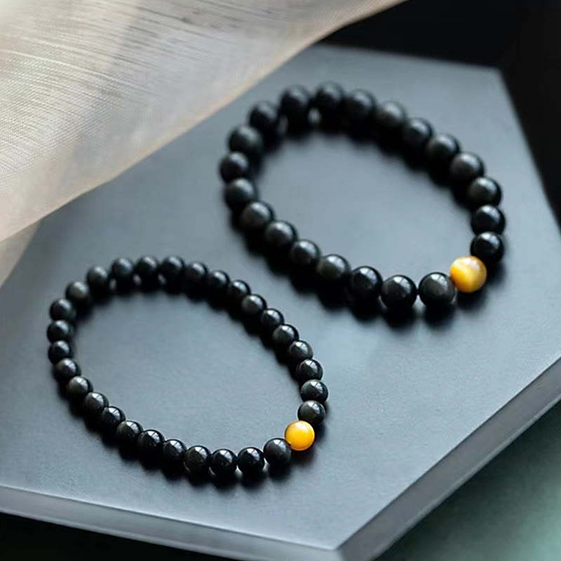 Buddha Stones Natural Rainbow Obsidian Tiger Eye Positive Love Bracelet - image 16