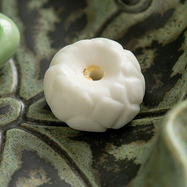 Buddha Stones Leaf Meditation Frog Pattern Healing Ceramic Incense Burner Decoration - image 7