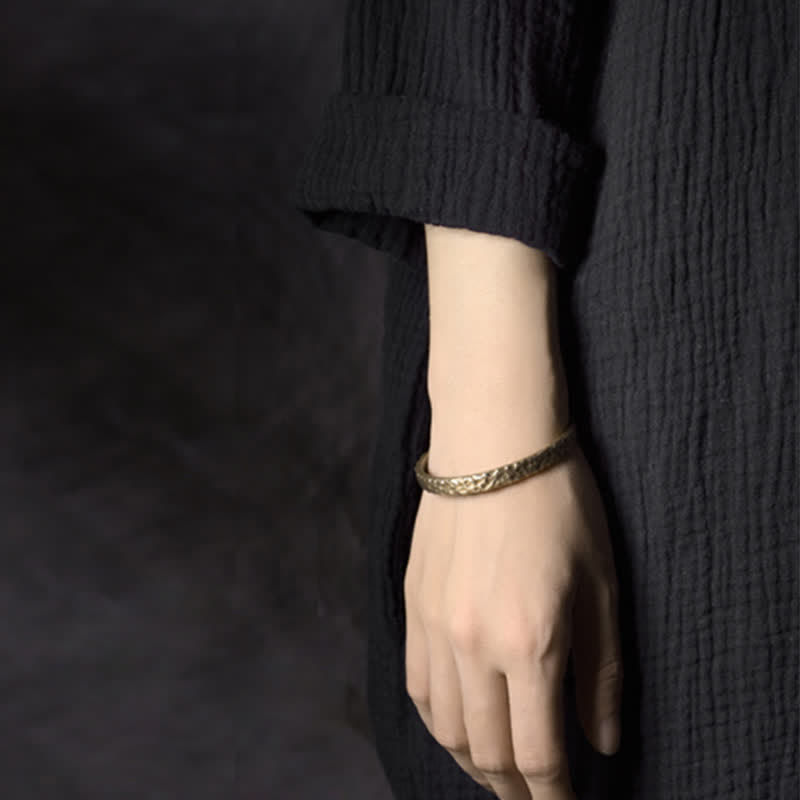 Buddha Stones Simple Design Copper Wealth Cuff Bracelet - image 2