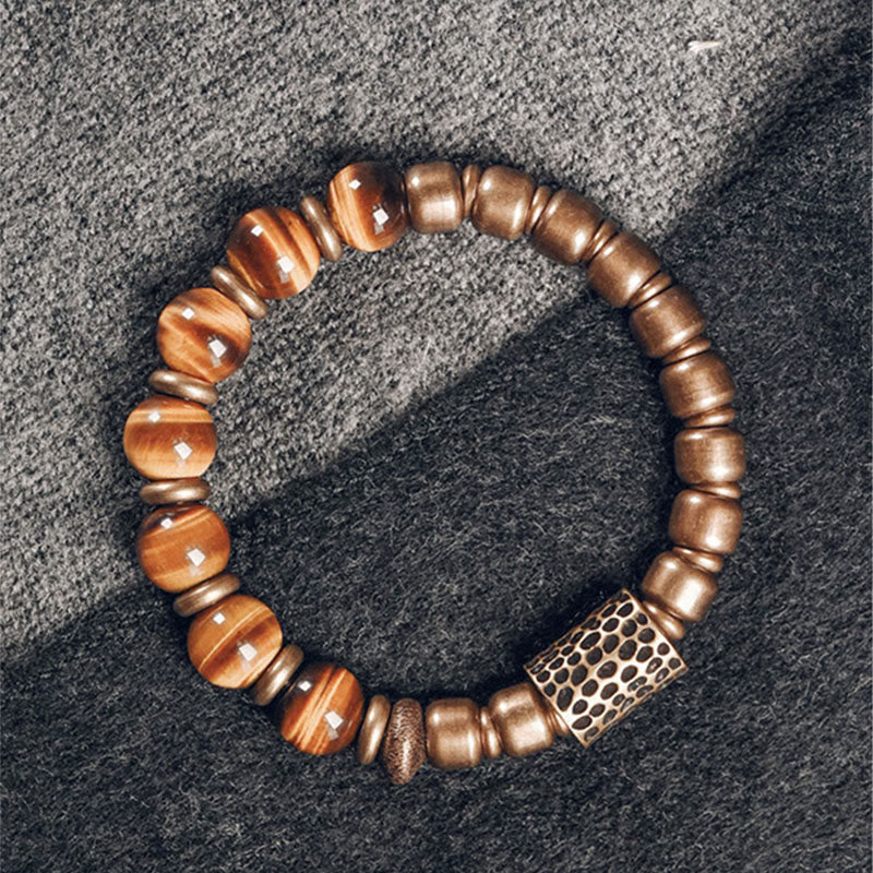 Buddha Stones Tiger Eye Stone Copper Protection Bracelet - image 1