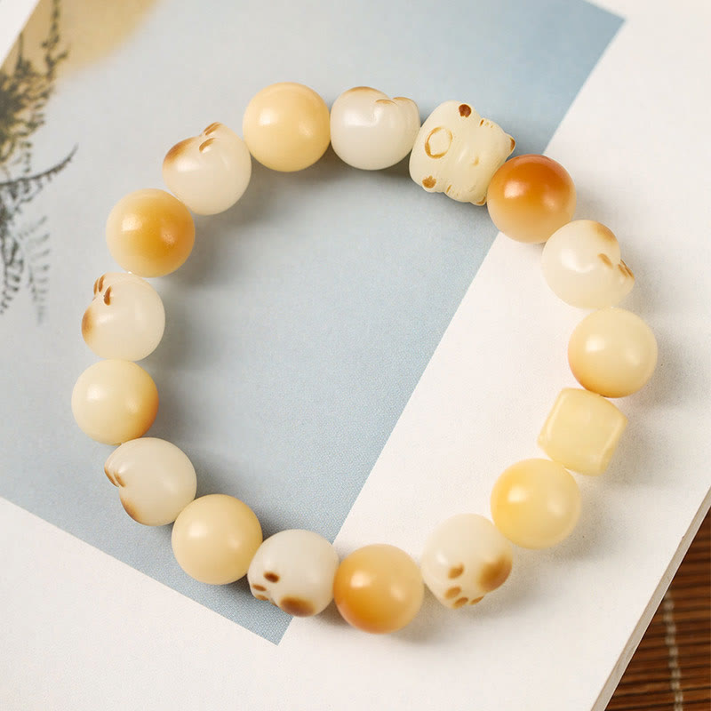 Buddha Stones Natural Bodhi Seed Sandalwood Lucky Cute Cat Head Paw Claw Peace Bracelet - image 13