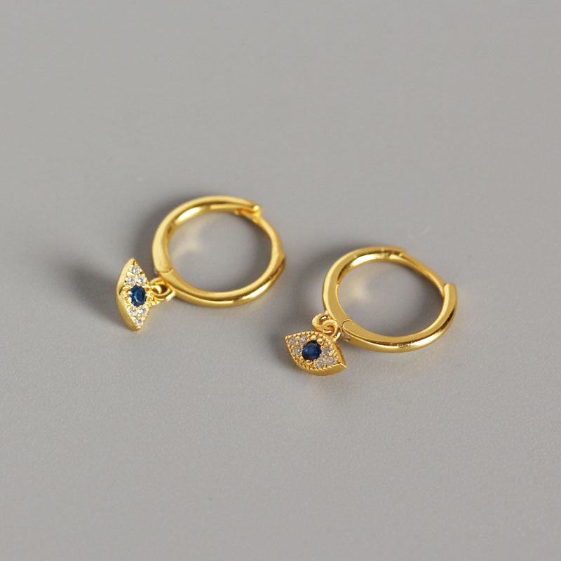 Buddha Stones 925 Sterling Silver Evil Eye Blessing Protection Stud Earrings - Gold - image 8