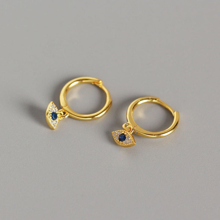 Buddha Stones 925 Sterling Silver Evil Eye Blessing Protection Stud Earrings - Gold - image 8