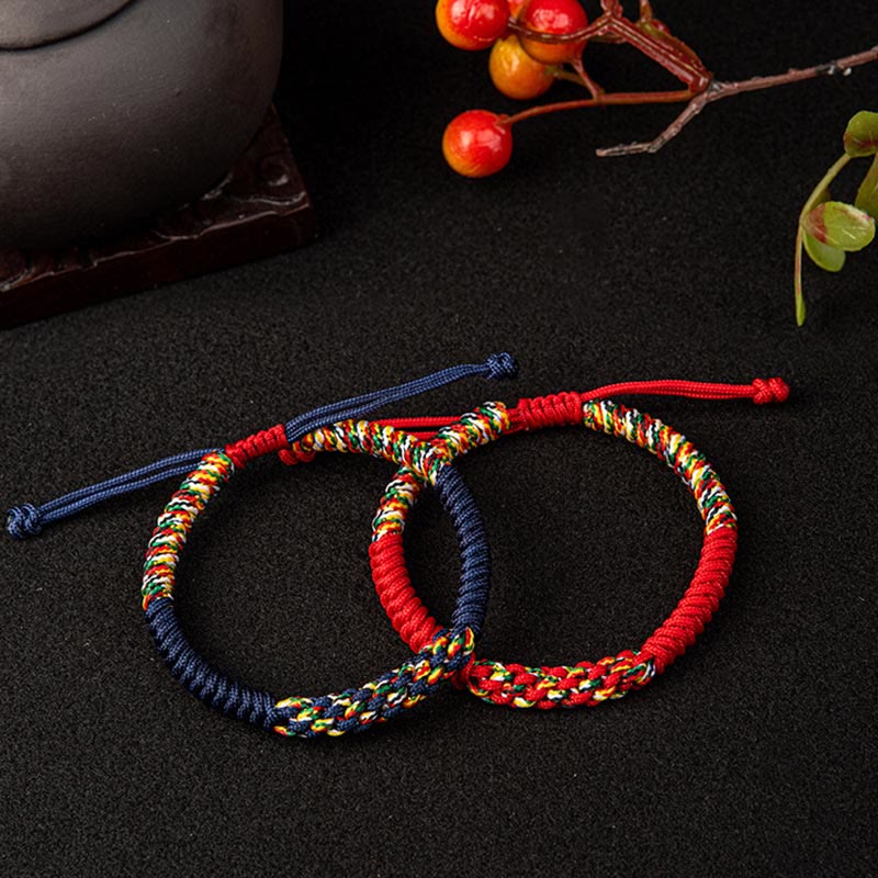 Buddha Stones Tibetan Handmade Colorful King Kong Knot Luck Braid String Bracelet - image 1