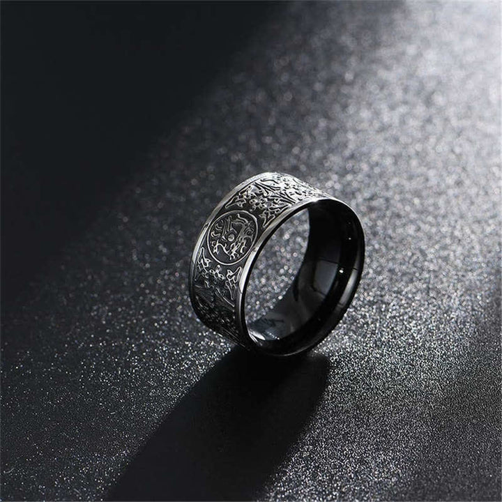 Buddha Stones Four Guardian Beast Dragon White Tiger Suzaku Basalt Carved Success Luck Ring - image 5