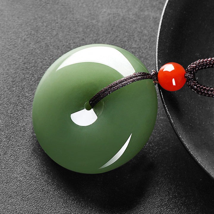 Buddha Stones Natural Round Jade Peace Buckle Prosperity Necklace String Pendant - image 8