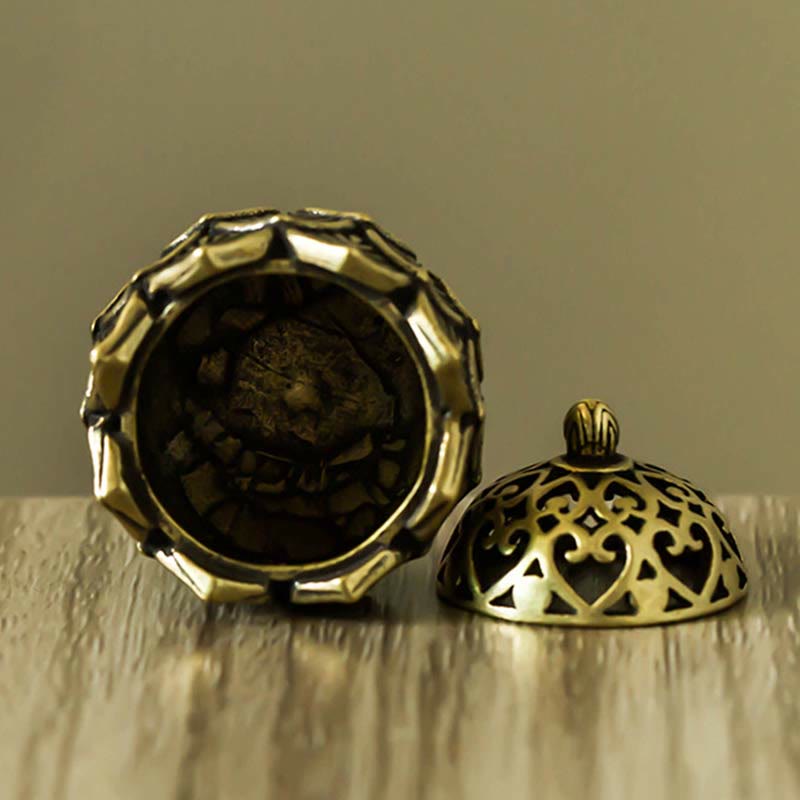Tibetan Mini Lotus Pattern Meditation Copper Incense Burner - image 4