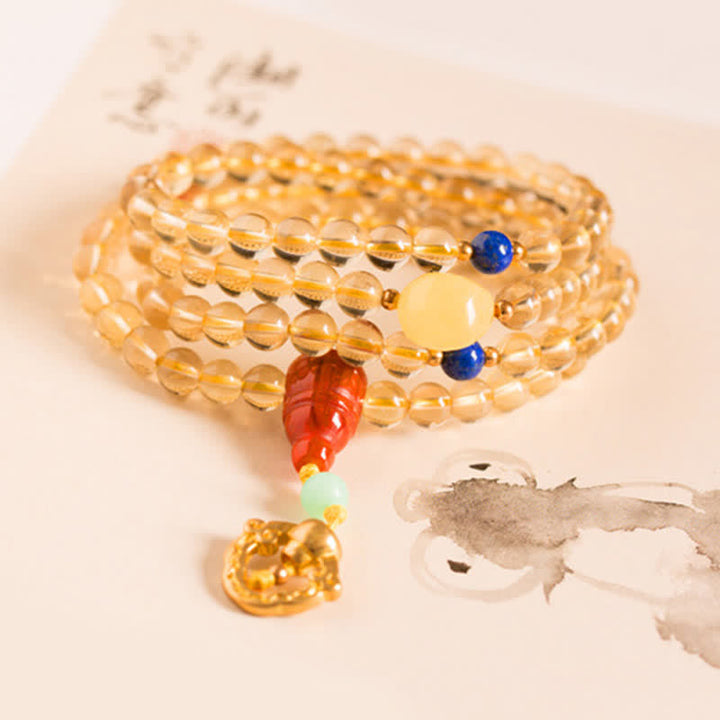 925 Sterling Silver 108 Mala Beads Natural Citrine Red Agate Amber Pleasure Charm Bracelet - image 6