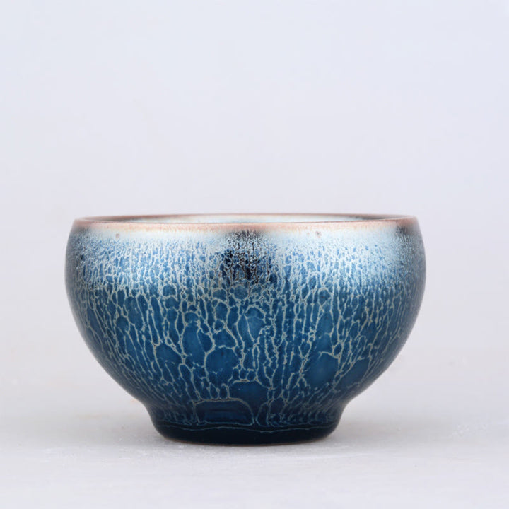 Buddha Stones Handmade Jellyfish Dragon Scale Pattern Chinese Jianzhan Ceramic Teacup Tenmoku Kung Fu Tea Cup - image 3
