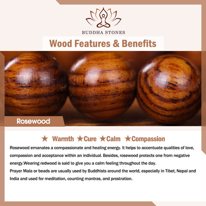 Buddha Stones Tibetan Rosewood Protection Calm Bracelet Mala - image 21