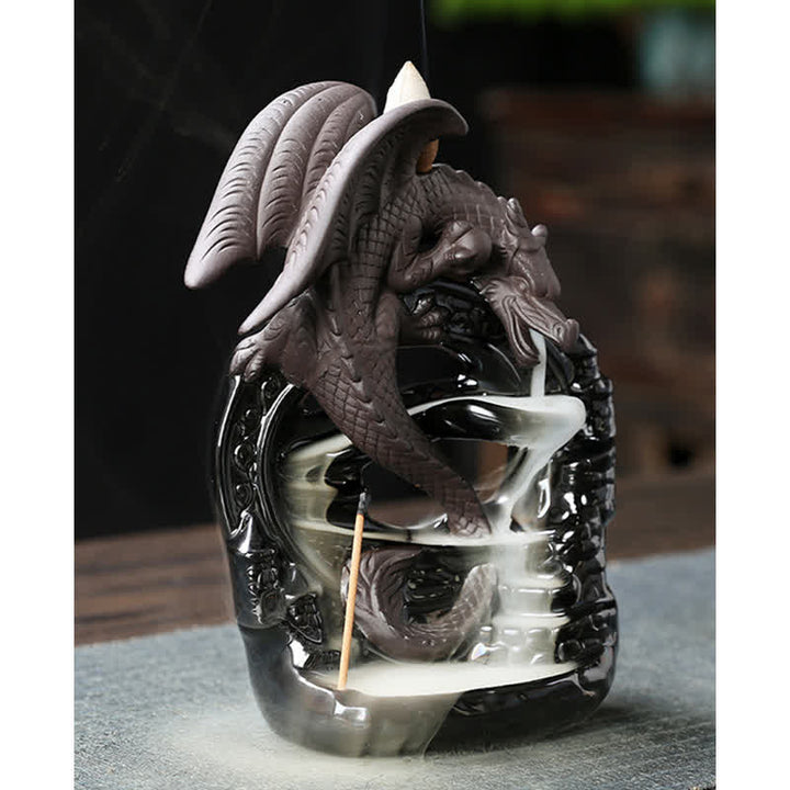 Buddha Stones Nordic Pterosaur Dragon Ceramic Backflow Smoke Fountain Protection Healing Incense Burner Decoration - image 8