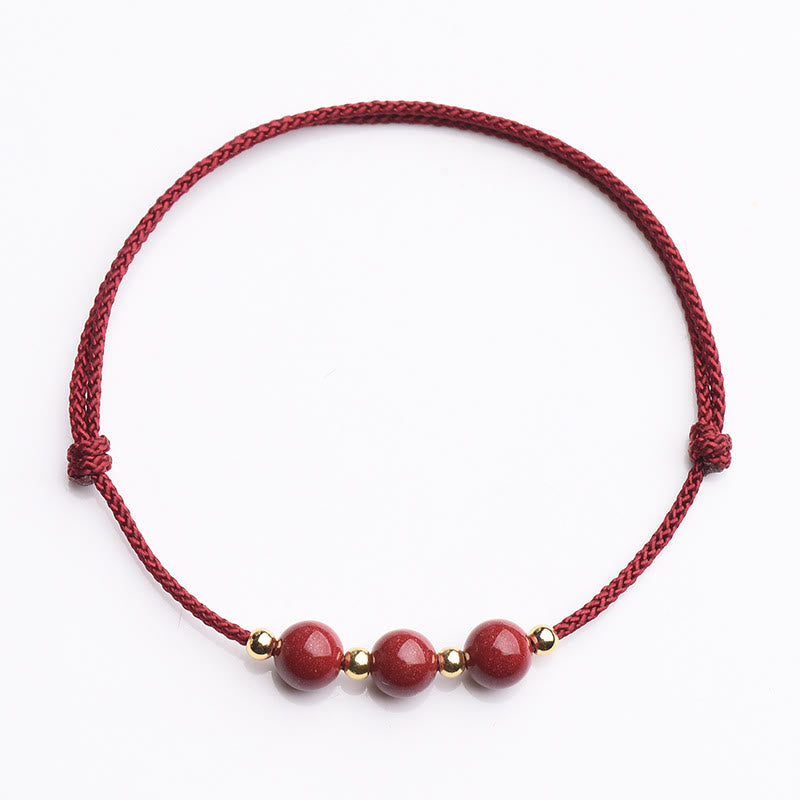 Buddha Stones Natural Lucky Cinnabar Bead Blessing String Bracelet Anklet - image 19