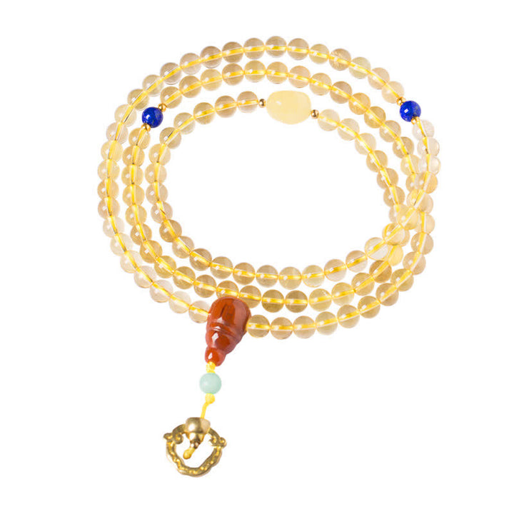 925 Sterling Silver 108 Mala Beads Natural Citrine Red Agate Amber Pleasure Charm Bracelet - image 14
